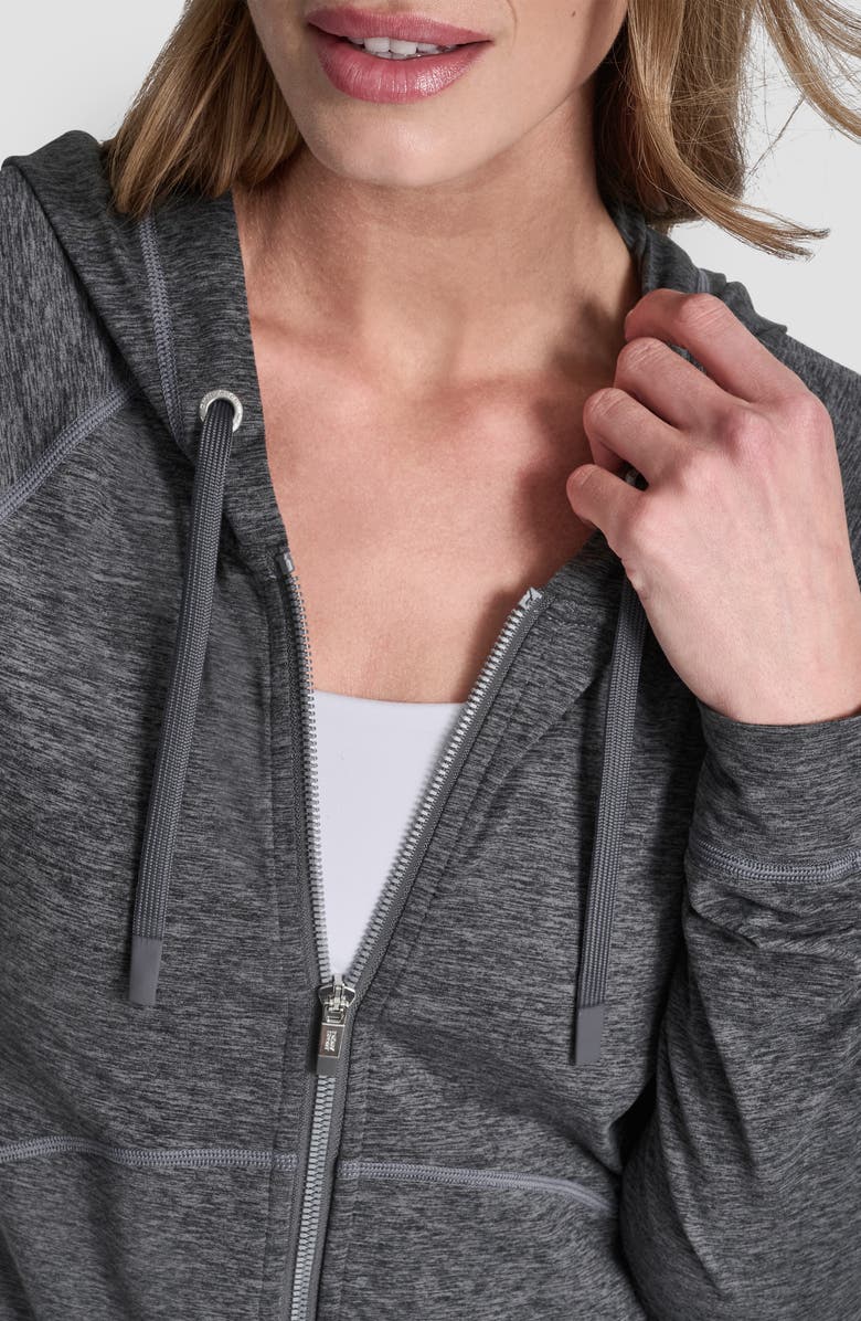 DKNY Spacedye Full Zip Hoodie, Alternate, color, Black Spacedye