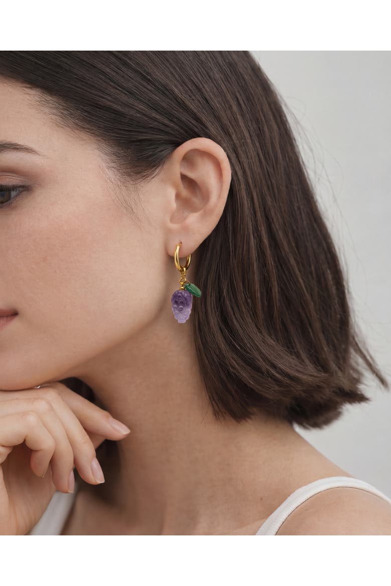 Harvest Agate Charm Earrings in Grape, Alternate, color, Purple
