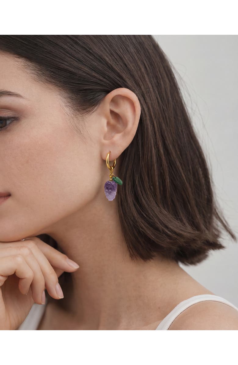 seree Harvest Grape Jade stone charm earrings, Alternate, color, Purple