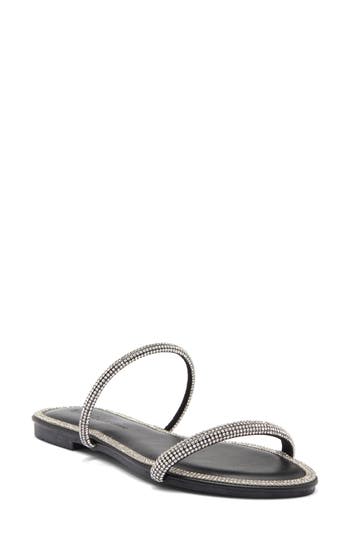 Wild Diva Lounge Roo Rhinestone Slide Sandal In Black