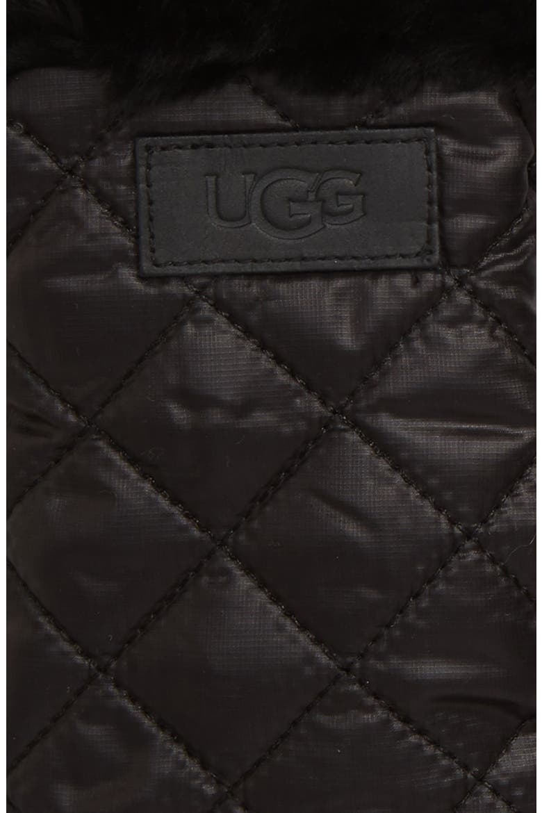 All Weather Touchscreen Compatible Quilted Gloves with Genuine Shearilng Trim, Alternate, color, BLACK