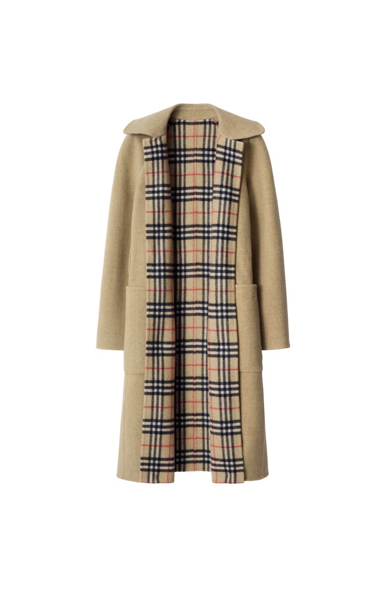 Burberry Reversible Wool Wrap Coat, Alternate, color, Sand Beige