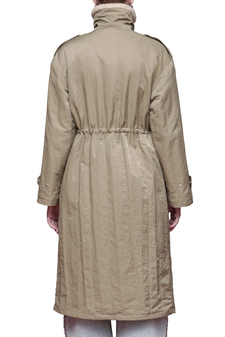 Faux Fur Trim Water Resistant Anorak, Alternate, color, STONE