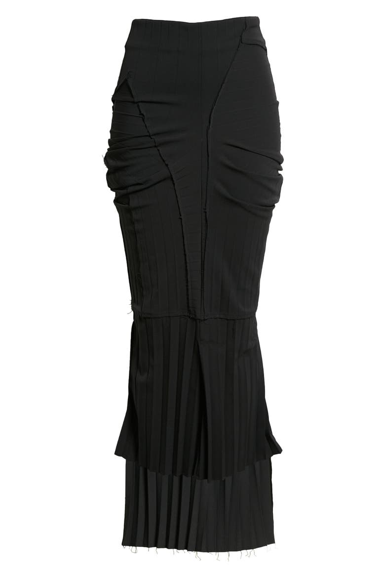 Patched Raw Seam Pencil Skirt, Alternate, color, BLACK