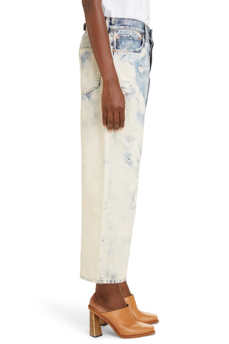 Ripped Acid Dipped Wide Leg Crop Jeans, Alternate, color, MEDIUM BLUE