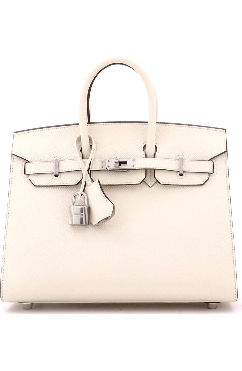 Pre-Owned Hermes Birkin Sellier Bag Light Epsom with Palladium Hardware 25, Main, color, Nata