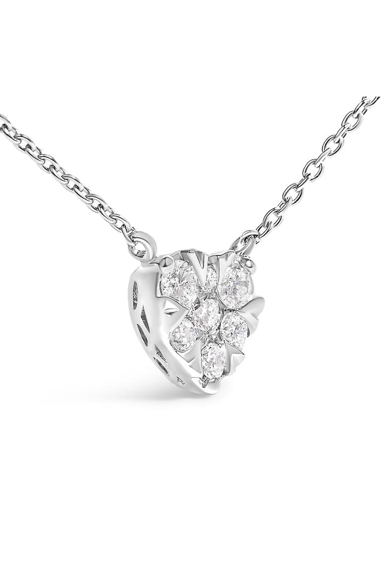 14K White Gold 1/4 Cttw Diamond Composite Heart Pendant Necklace, Alternate, color, White
