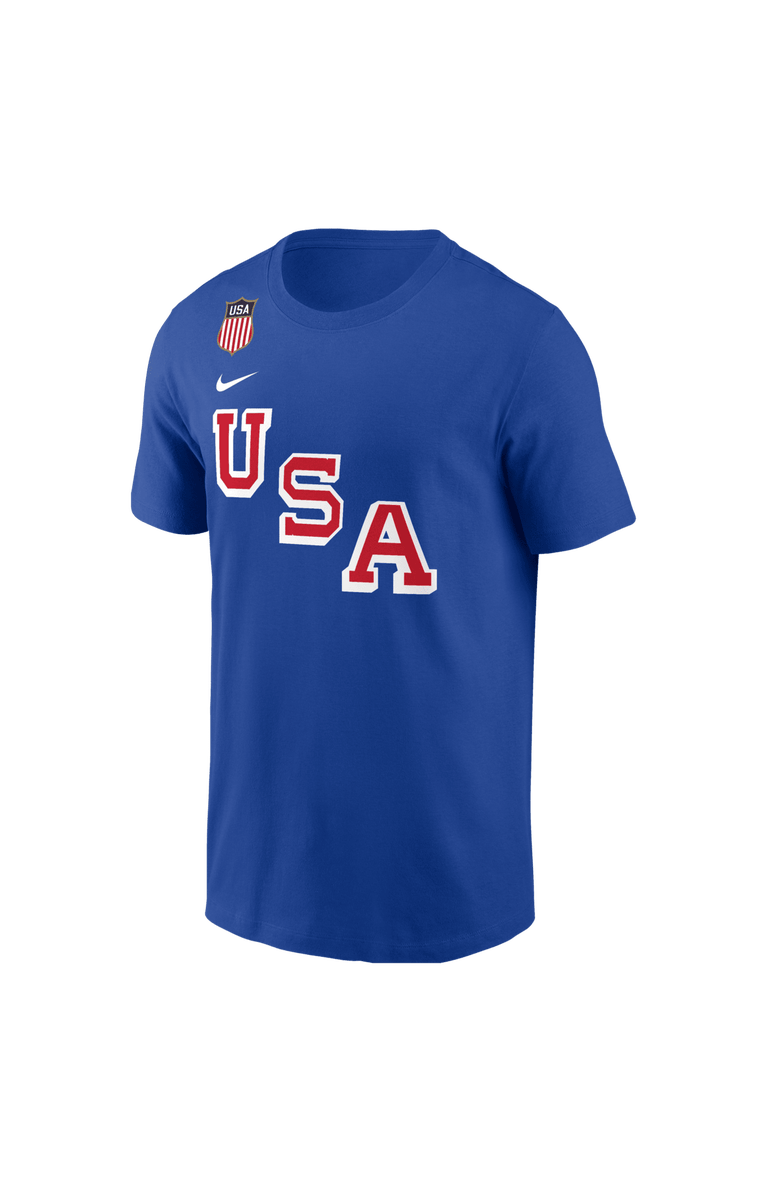 Nike Men's Nike Jack Hughes Royal USA Hockey 2026 Name & Number T-Shirt, Alternate, color, 