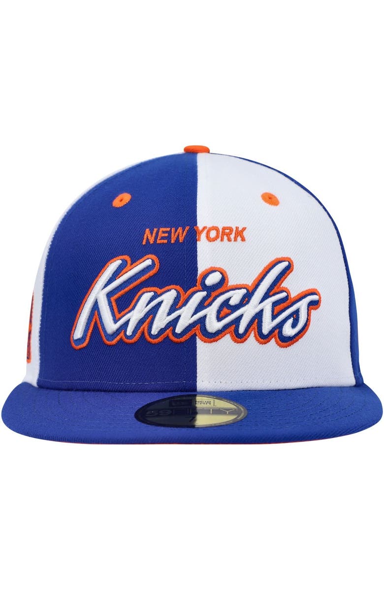 New Era Men's New Era Blue/White New York Knicks Script Pinwheel 59FIFTY Fitted Hat, Alternate, color, 