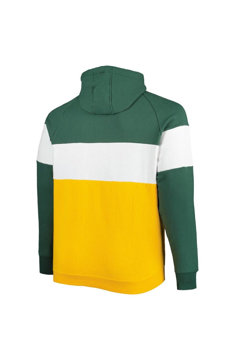 New Era Men's New Era Green/Gold Green Bay Packers Big & Tall Current Team Colorblock Fleece Raglan Pullover Hoodie, Alternate, color, 