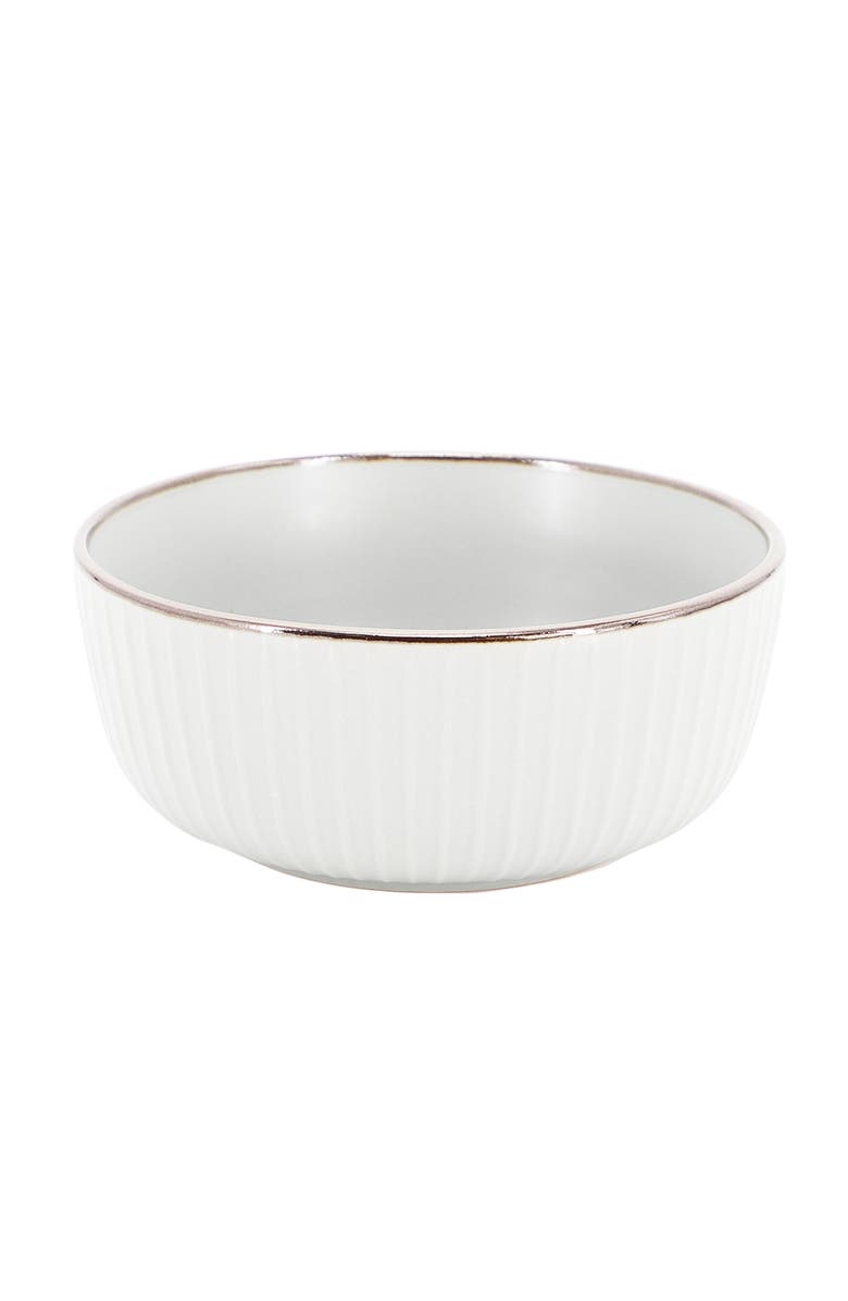 Elama Leo 16 Piece Stoneware Dinnerware Set, Alternate, color, White