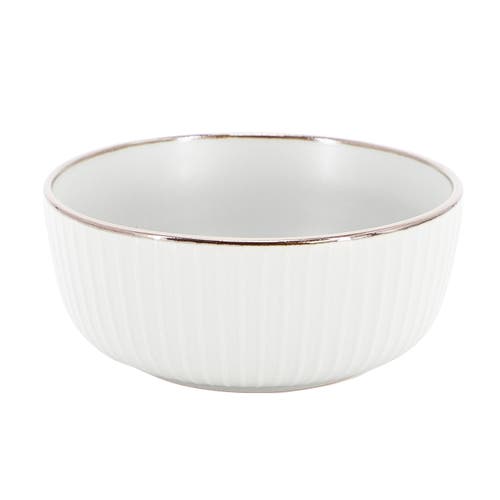 Elama Leo 16 Piece Stoneware Dinnerware Set In White