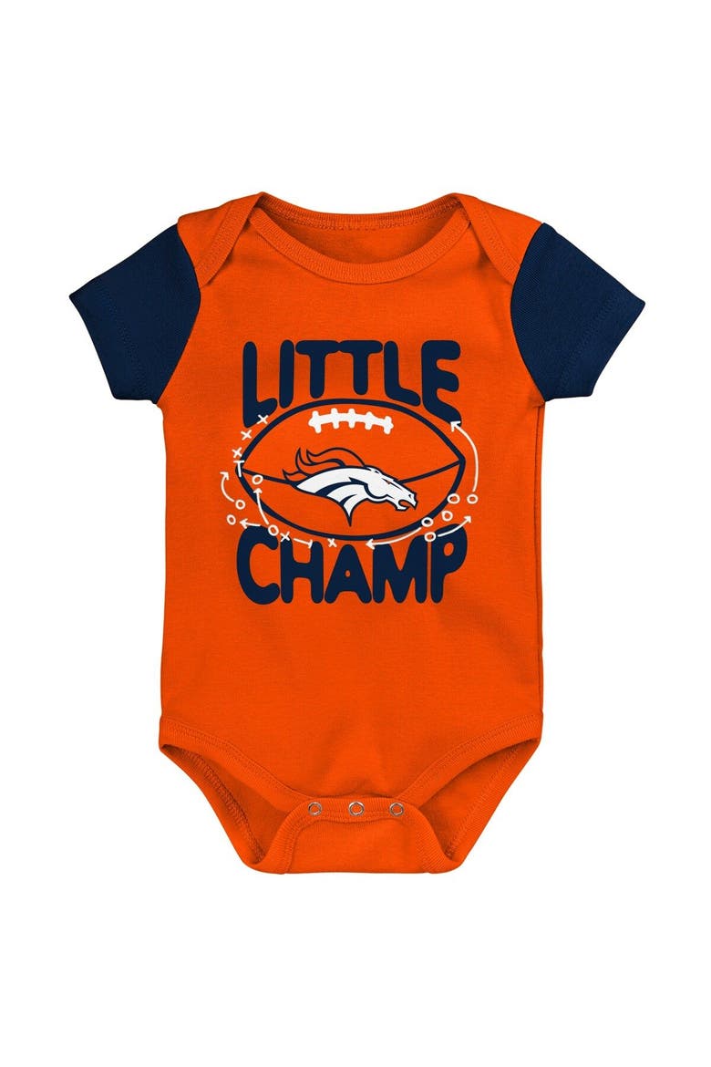 Newborn & Infant Orange/Navy Denver Broncos Little Champ Three-Piece Bodysuit Bib & Booties Set, Alternate, color, Orange