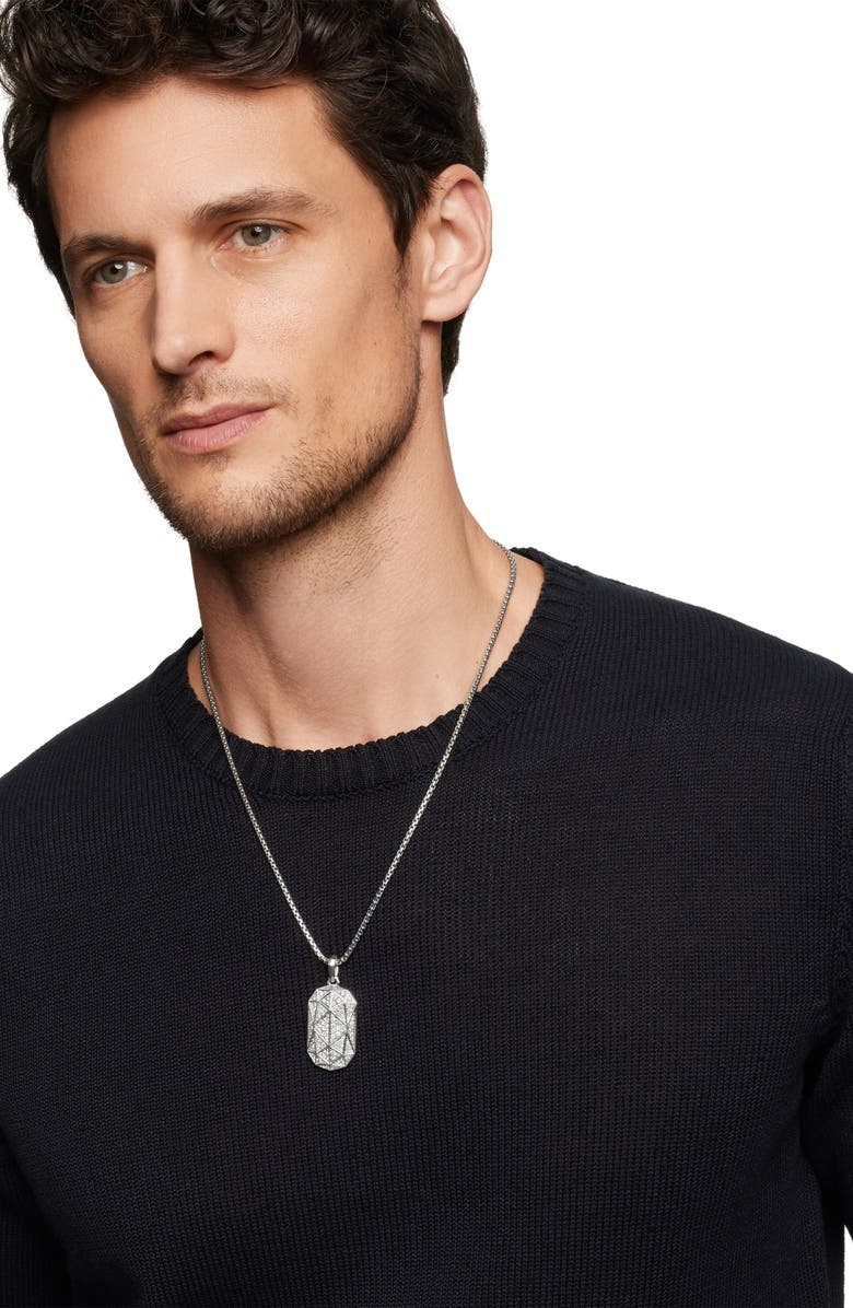 David Yurman Torqued Faceted Amulet in Sterling Silver with Pavé Diamonds, Alternate, color, Sterling Silver