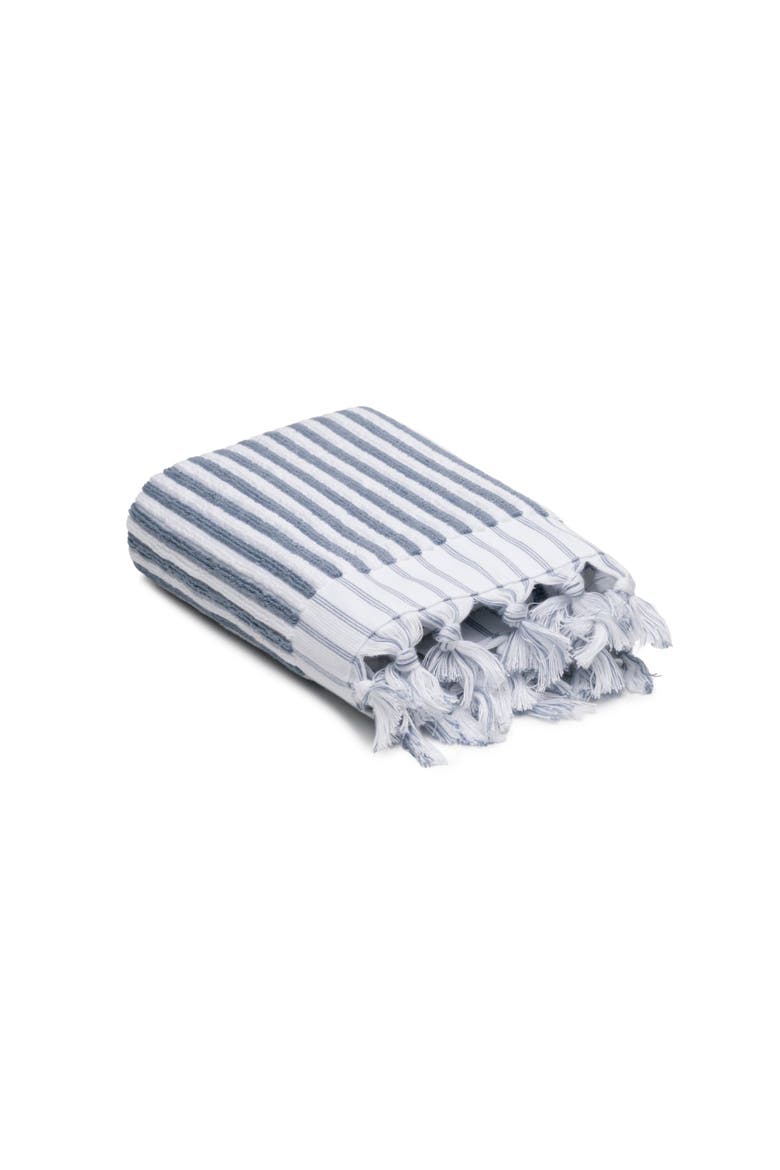 Stripes Turkish Cotton Terry Hand Towel Bundle, Alternate, color, Slate Blue