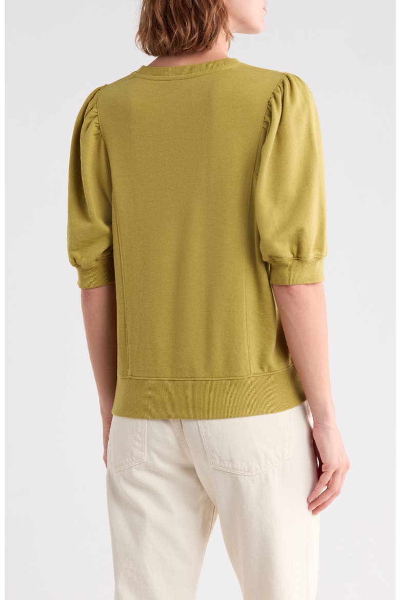 Puff Sleeve Sweatshirt, Alternate, color, OLIVE PEA