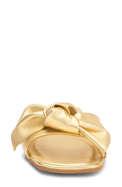 2 Twin Hearts Bow Flat Sandal In Gold Mat