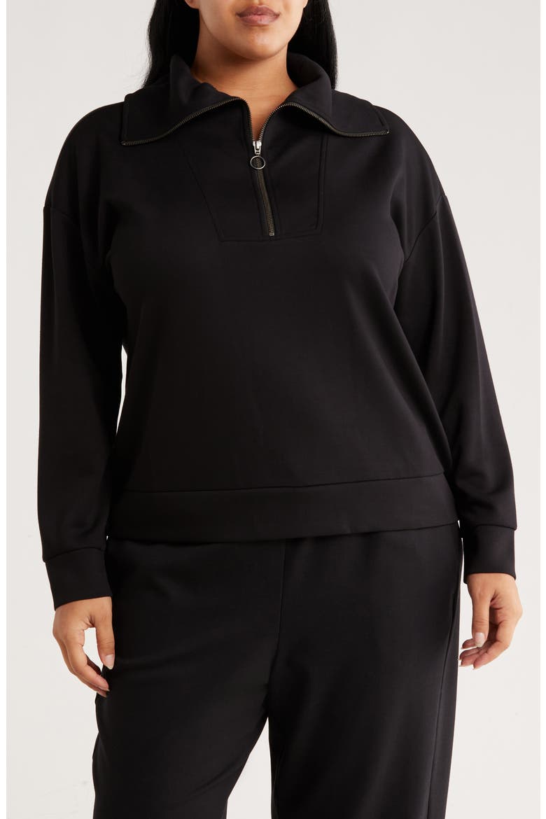 Quarter Zip Sweatshirt, Main, color, BLACK