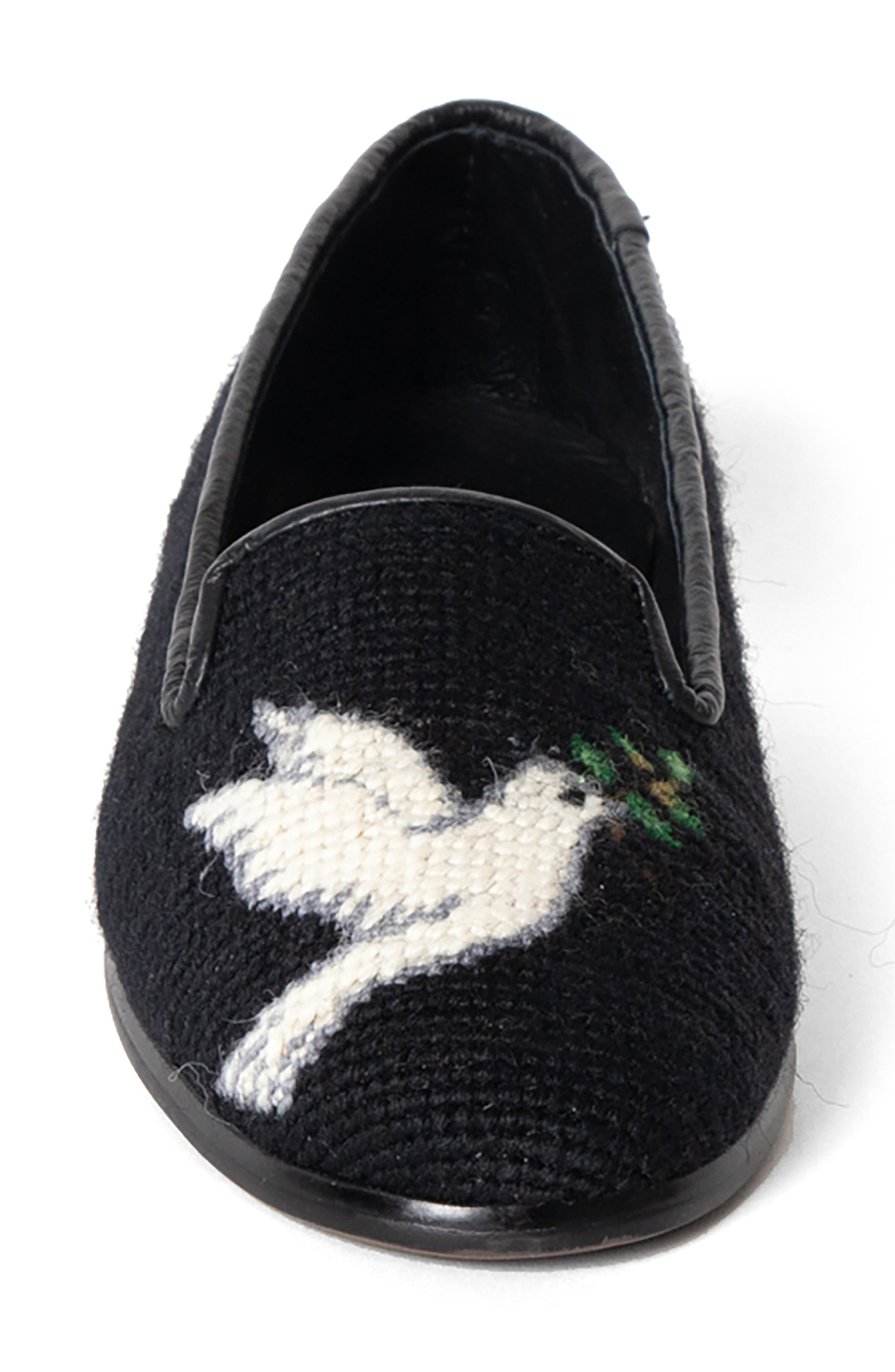 ByPaige BY PAIGE Needlepoint Dove Flat, Alternate, color, Black