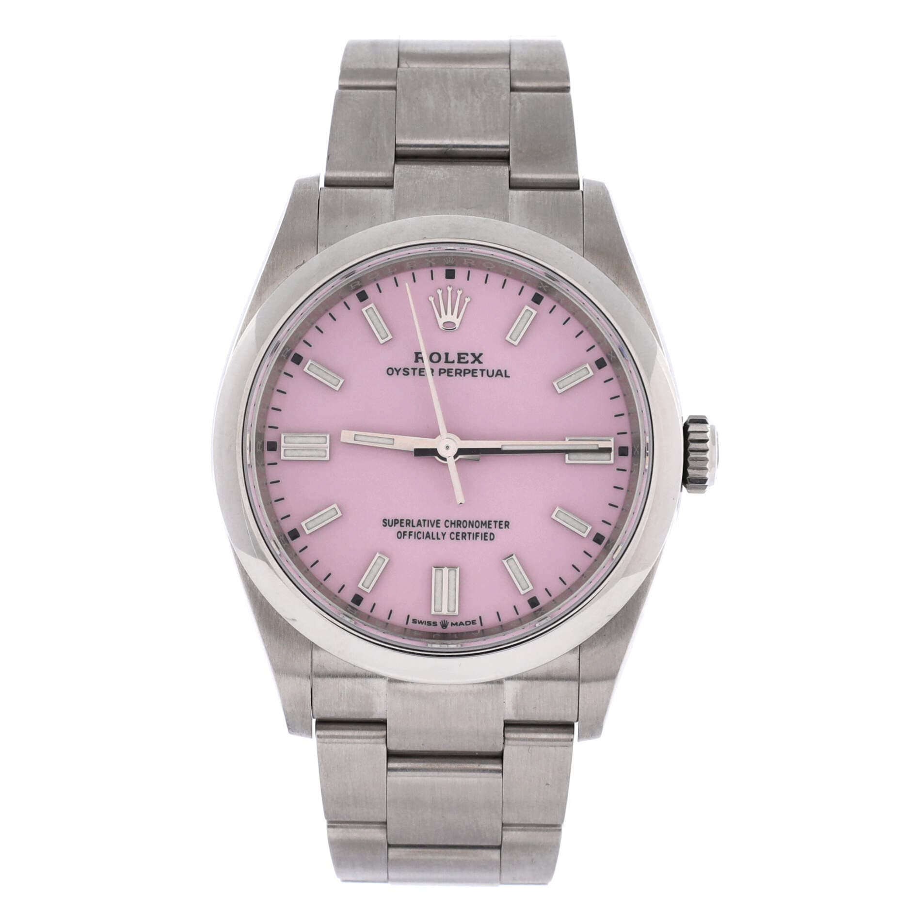 Oyster Perpetual Candy Pink Automatic Watch Stainless Steel 36, Main, color, Metallic Silver