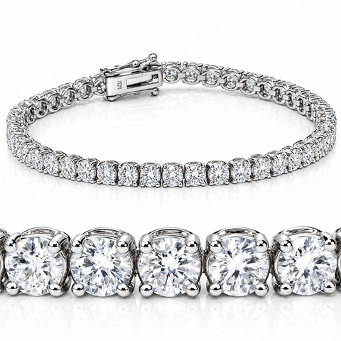 9 ct Round Lab Grown Diamond Tennis Bracelet 14K Gold 7"
