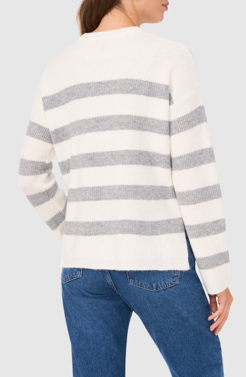 Halogen ® Stripe Crewneck Sweater In Grey/white