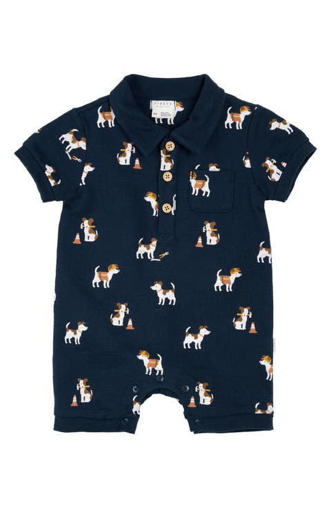 Pups At Work Organic Cotton Polo Romper (Baby)