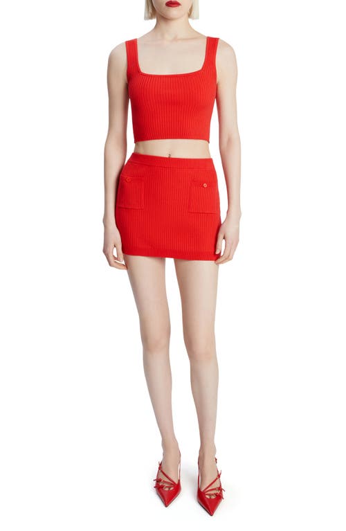 Bardot Sarita Crop Rib Tank In Deep Red