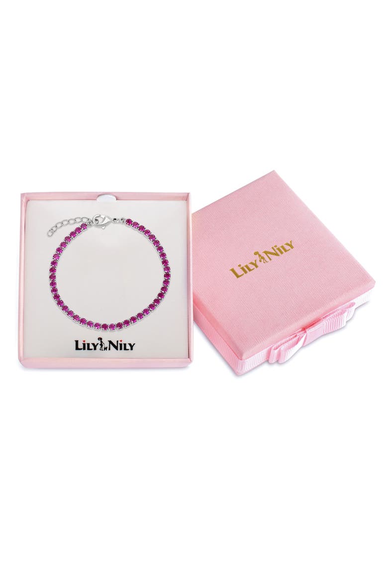 Kids' Cubic Zirconia Tennis Bracelet, Alternate, color, DARK PINK