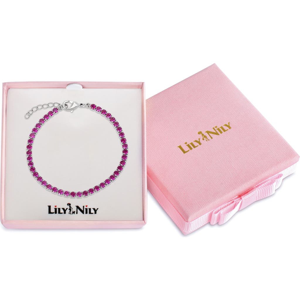 Lily Nily Kids' Cubic Zirconia Tennis Bracelet In Dark Pink