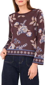 Vince Camuto Floral Jacquard Sweater