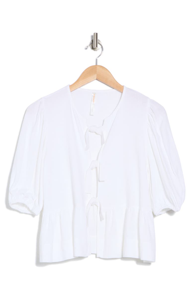 Renee C Tie Front Peplum Top, Alternate, color, White