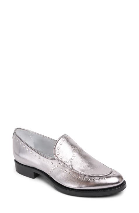 NWOT B P Loafers SILVER METALLIC hotsell FAUX LEATHER NORDSTROM Sz 9 1/2