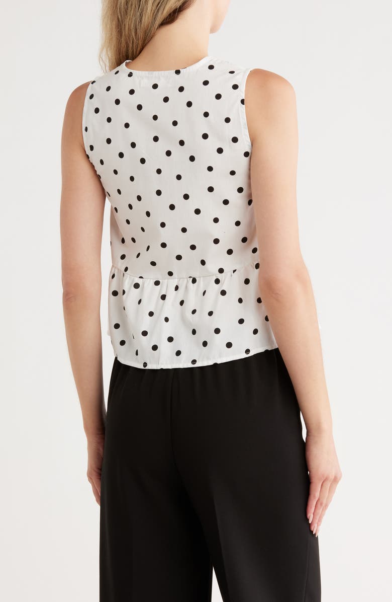 Vigoss Polka Dot Front Bow Cotton Tank, Alternate, color, White