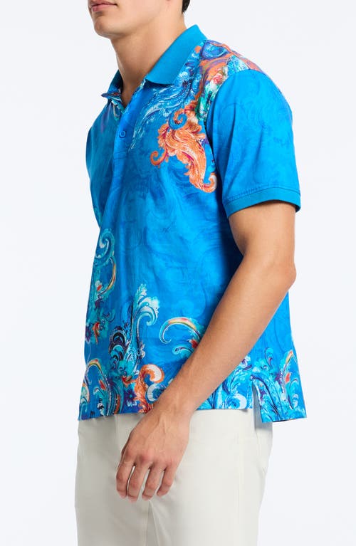 Robert Graham Royal Scroll Paisley Cotton Polo In Blue