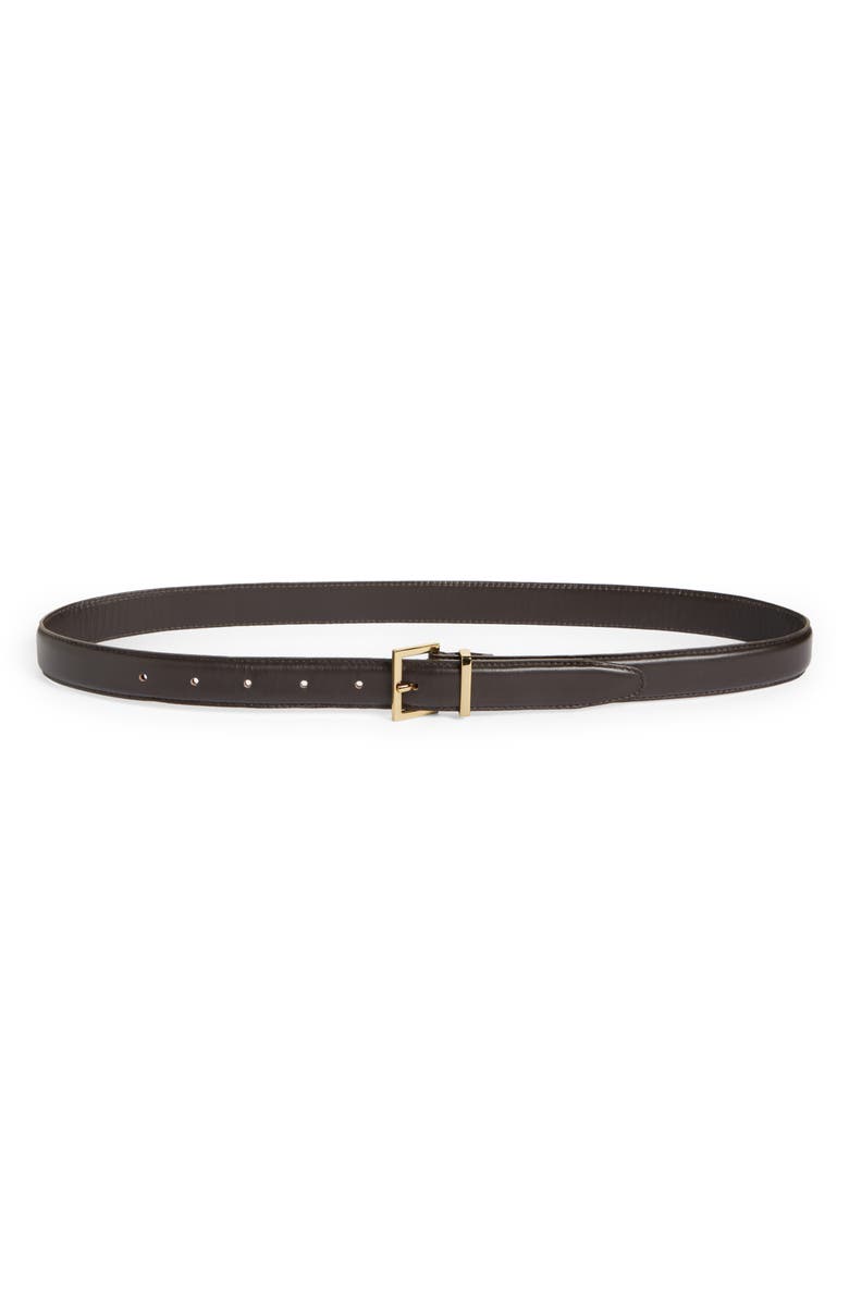 FRAME The Square Buckle Leather Belt, Main, color, Dark Brown