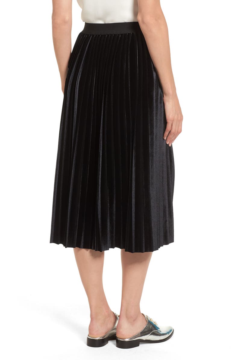 Halogen<sup>®</sup> Velvet Pleated Midi Skirt, Alternate, color,