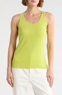 Eileen Fisher Slim Fit Scoop Neck Stretch Cotton Tank
