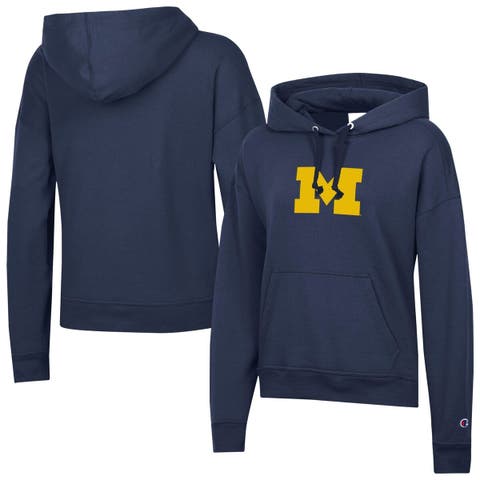 Women's Champion Navy Michigan Wolverines Powerblend Fleece Hoodie