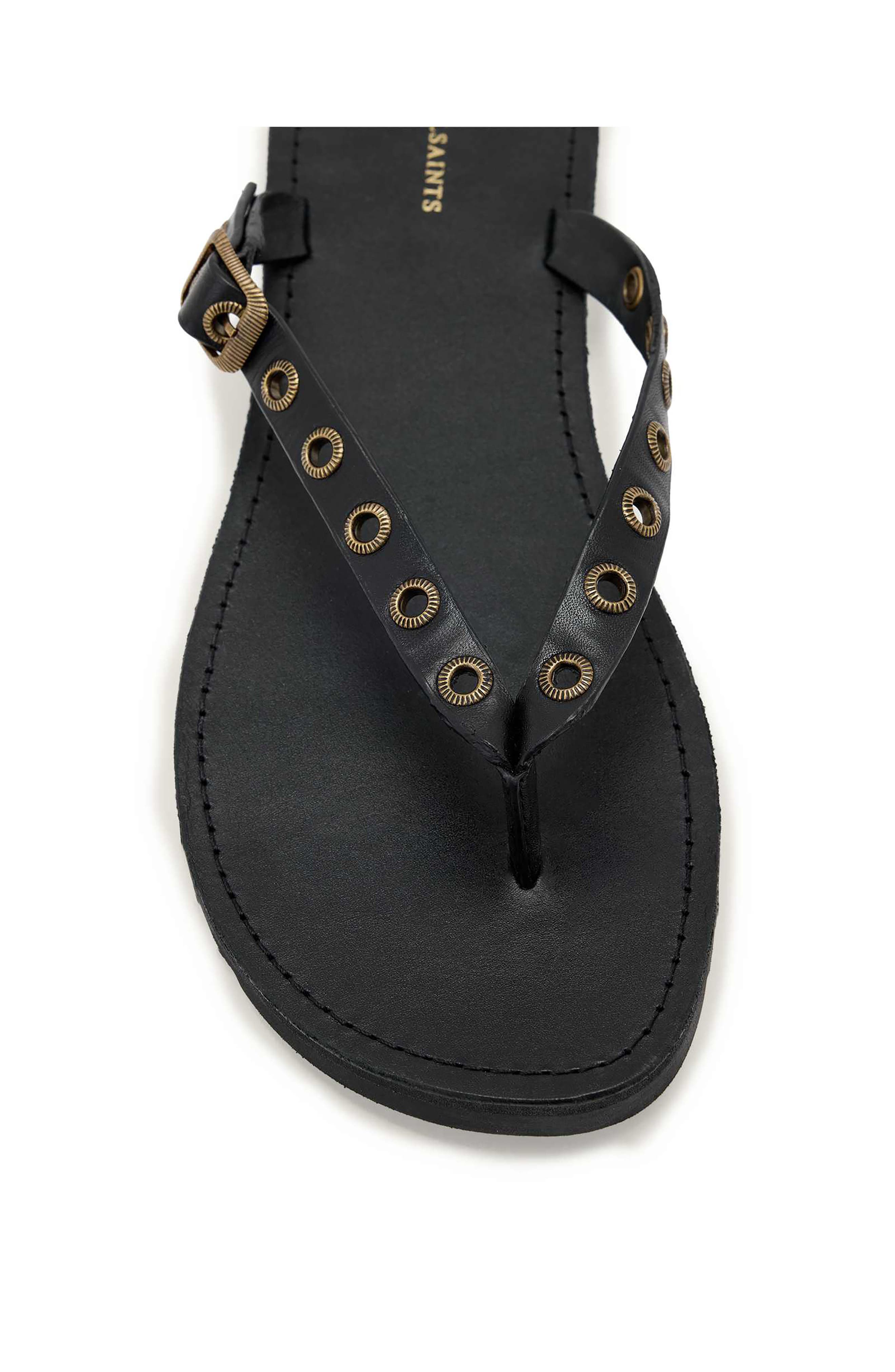 AllSaints Sydney Eyelet Flip Flop, Alternate, color, Black