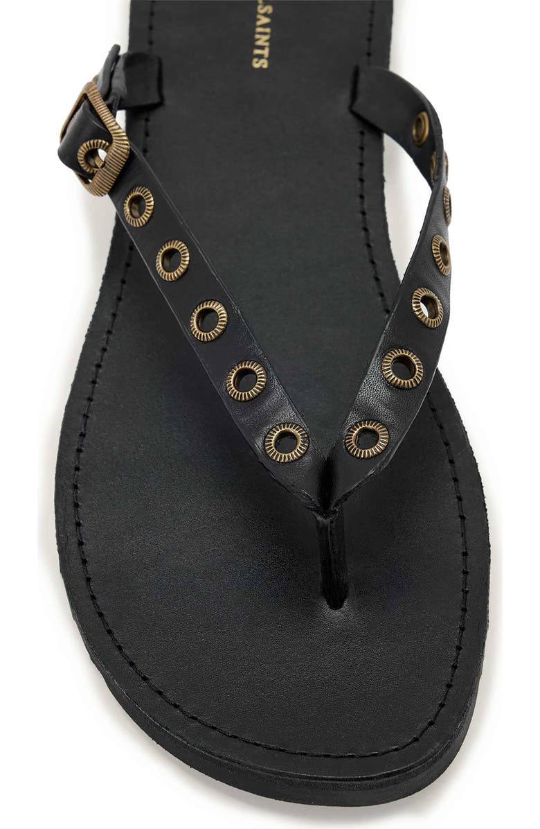 AllSaints Sydney Eyelet Flip Flop, Alternate, color, Black
