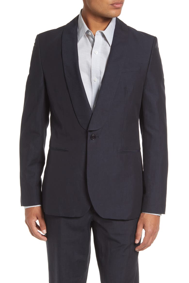 Waitby Navy Linen & Cotton Dinner Jacket, Main, color, NAVY