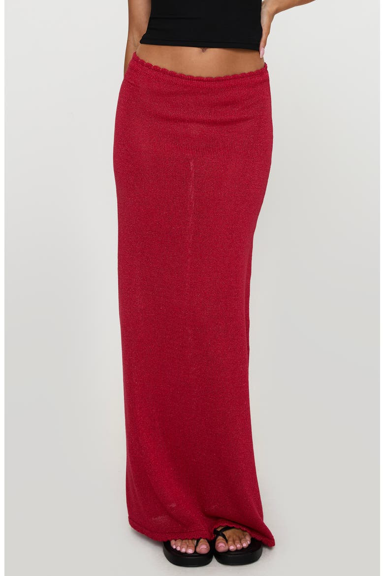 Hugs Kisses Metallic Knit Maxi Skirt, Main, color, RED