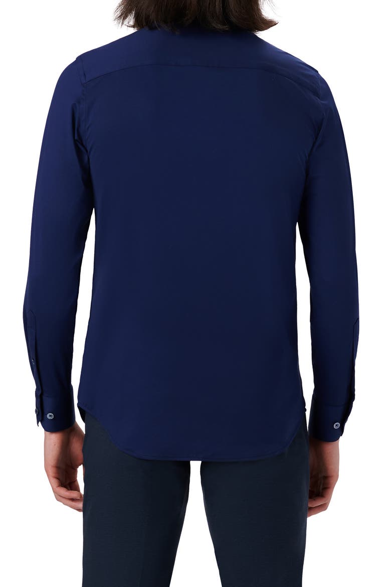 OoohCotton® Solid Button-Up Shirt, Alternate, color, NAVY