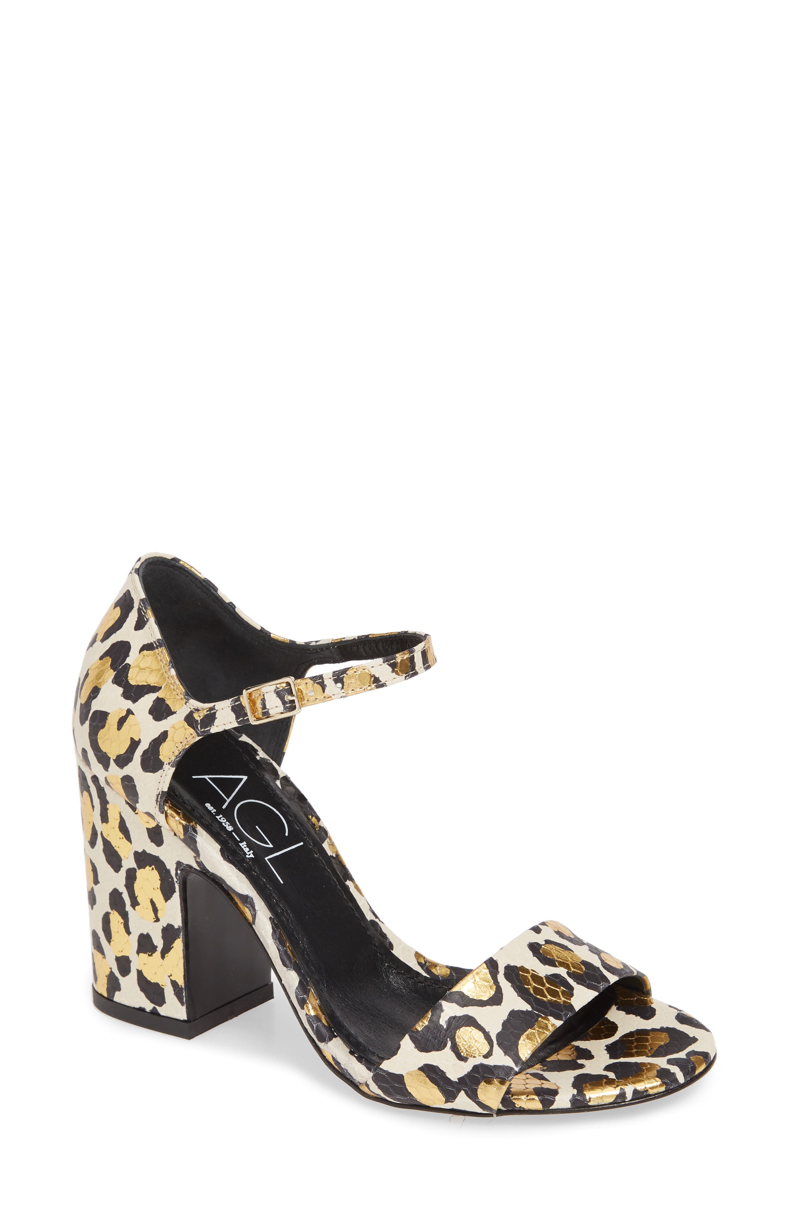 AGL Snake Embossed Leopard Print Sandal, Main, color, 