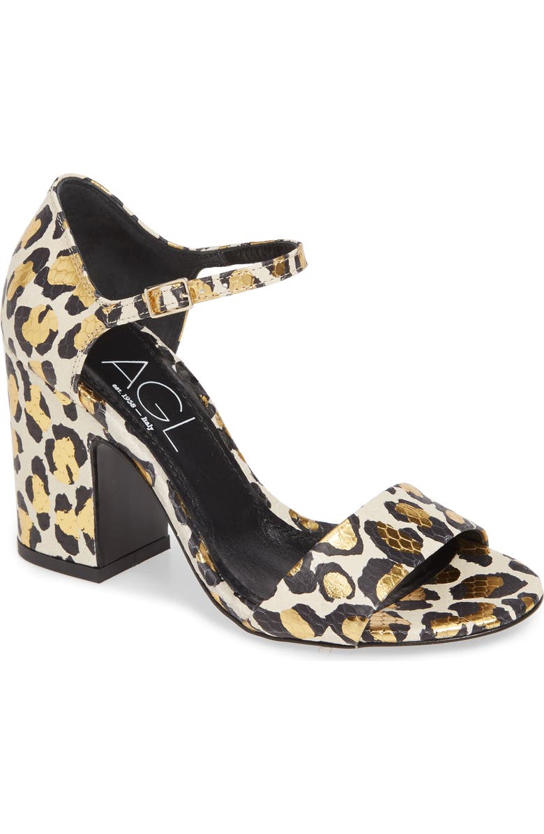 AGL Snake Embossed Leopard Print Sandal, Main, color,