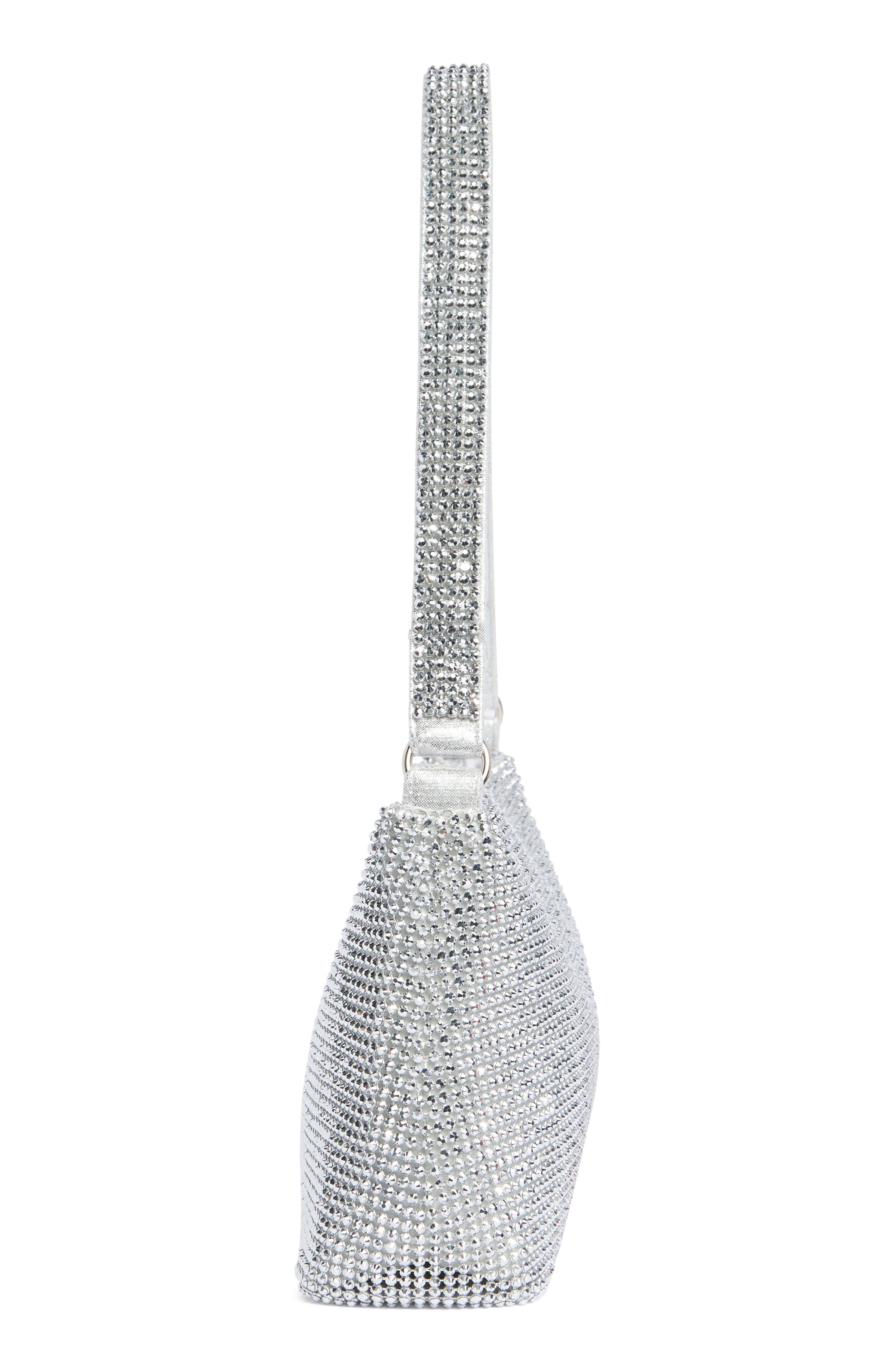 Jessica McClintock Jolene Rhinestone Embellished Shoulder Bag, Alternate, color, Silver