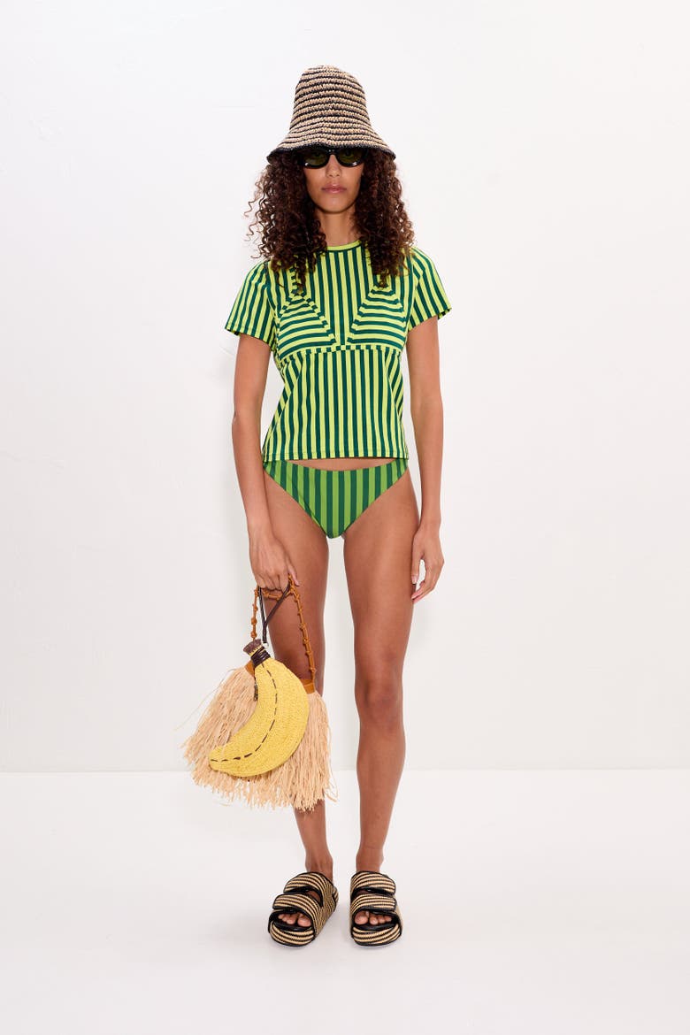 Kini Striped T-Shirt, Alternate, color, Lime Stripe