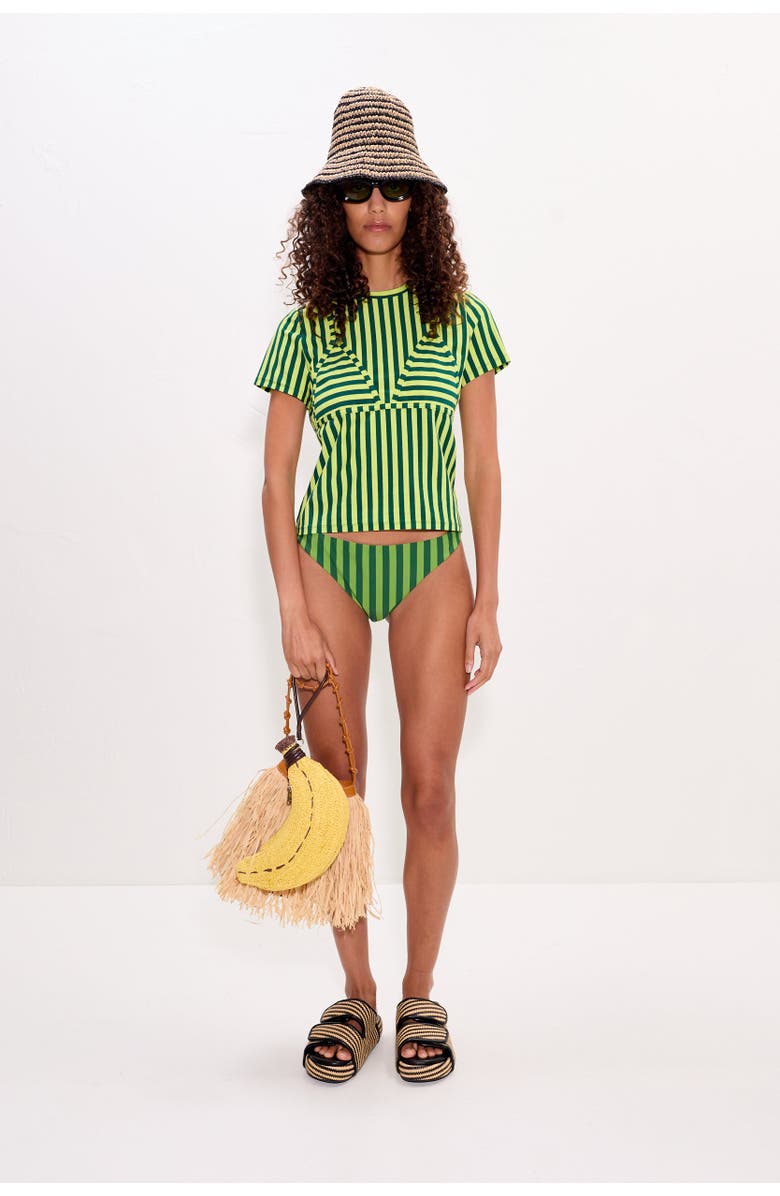 SIMONMILLER Kini Striped T-shirt, Alternate, color, Lime Stripe
