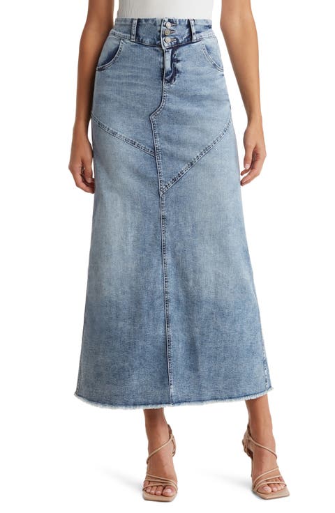 Pieced Denim Maxi Skirt